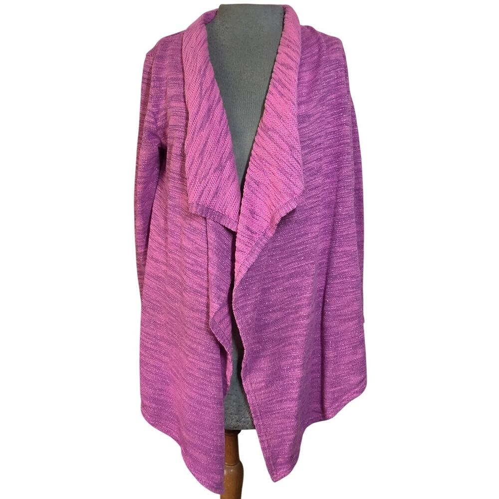 Calvin Klein Metallic Knit Open Front Cotton Blend Cardigan Sweater Size XL